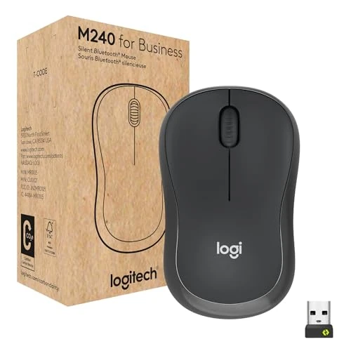 Offerta a tempo: Logitech M240 for Business - Mouse wireless silenzioso, ricevitore USB Secure Logi Bolt, Bluetooth, certificazione globale per Windows, Mac, Chrome, Linux, iPadOS, Android; grafite - 52% da 30.99 € a 14.99 €
