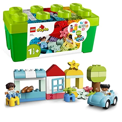 LEGO DUPLO Steinebox - Montessori Spielzeug für Jungen und Mädchen ab 1 Jahr - Lernspielzeug mit bunten Zahlensteinen, einem Auto, 2 Minifiguren und Aufbewahrung - Geschenk für Kleinkinder 10913