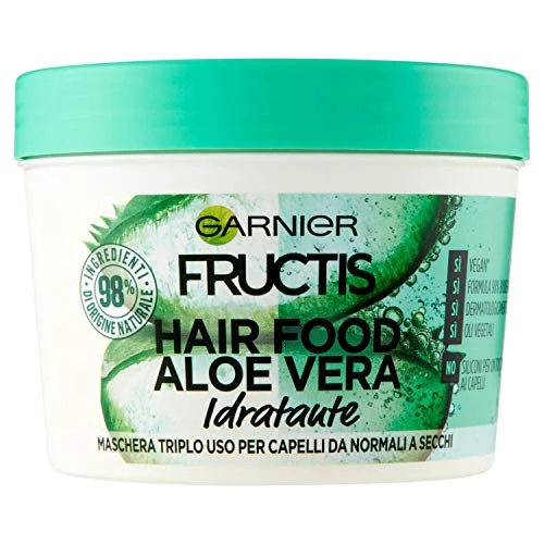Garnier Fructis Hair Food, 3-in-1-Reparaturmaske mit veganer Formel für normales Haar, Aloe, 390 ml