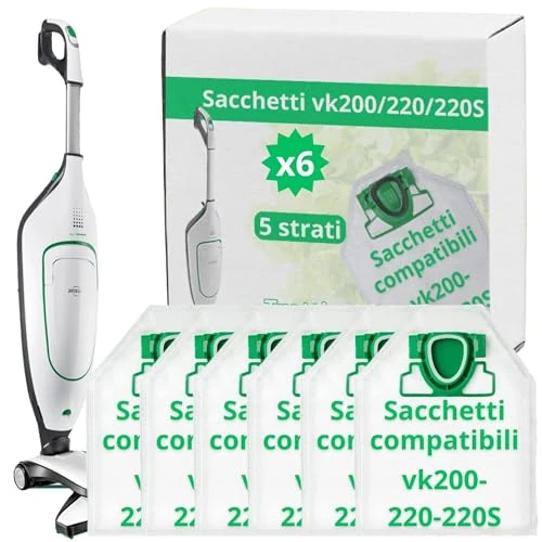 Offerta a tempo: NAMAI - Set di 6 Sacchetti Compatibili con Folletto VK200 e VK220s - 52% da 25.00 € a 11.99 €