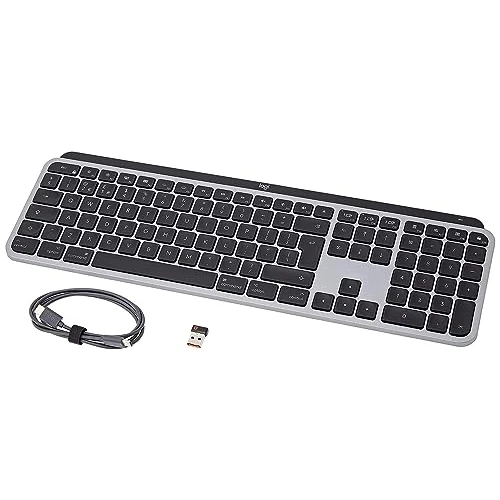 Offerta a tempo: Logitech MX Keys for Mac - Tastiera wireless avanzata illuminata, Layout Inglese QWERTY - Grigio - 0% da 74.48 € a 74.48 €