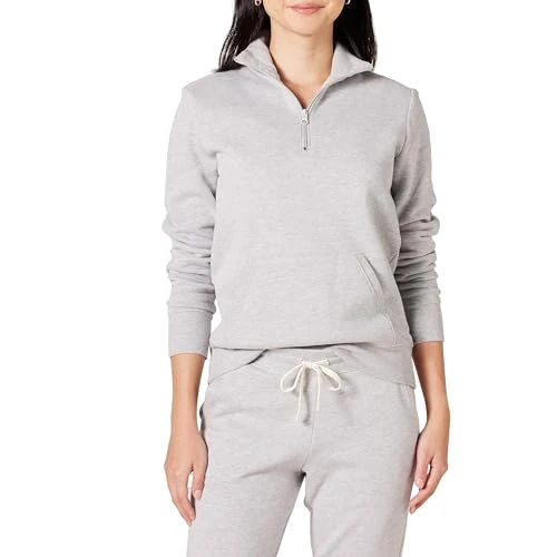 Limited-time offer: Amazon Essentials Women's Long-Sleeved Fleece Quarter-Zip Top (Available in Plus Size), Light Grey Heather, XL from 23.80 GBP to 23.80 GBP (save 0%)
