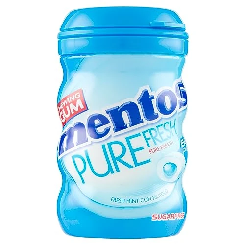 Offerta a tempo: Mentos Pure Fresh, Chewing Gum, Gusto Menta, Senza Zucchero, Senza Glutine, Barattolo da 50 Gomme da Masticare, Ideale da portare Sempre con Te per un Momento di Freschezza Intensa - 14% da 4.04 € a 3.49 €