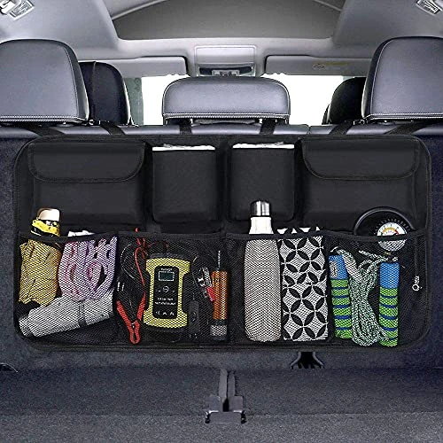 Offre limitée : URAQT Organiseur de Coffre de Voiture en Maille avec 8 Poches, Sangle réglable et 3 Rubans de Fixation, Organisateur Voiture Enfant Convient pour SUV, MVP de 14.99 € à 14.99 € (0.00% de remise)