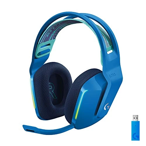 Logitech G733 LIGHTSPEED Wireless Gaming Headset met verende hoofdband, LIGHTSYNC RGB, Blue VO!CE-microfoontechnologie en PRO-G-audiodrivers - Blauw