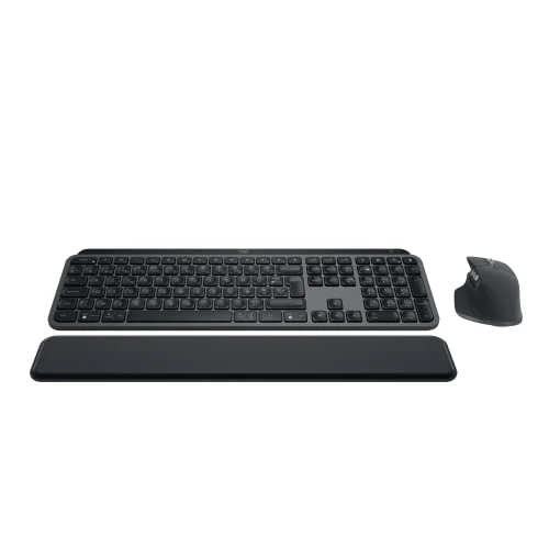 Logitech MX Keys S Combo - Tastiera e Mouse Wireless con Palm Rest, illuminazione personalizzabile, Scorrimento veloce, Bluetooth, USB C, Windows/Linux/Chrome/Mac, FRA AZERTY