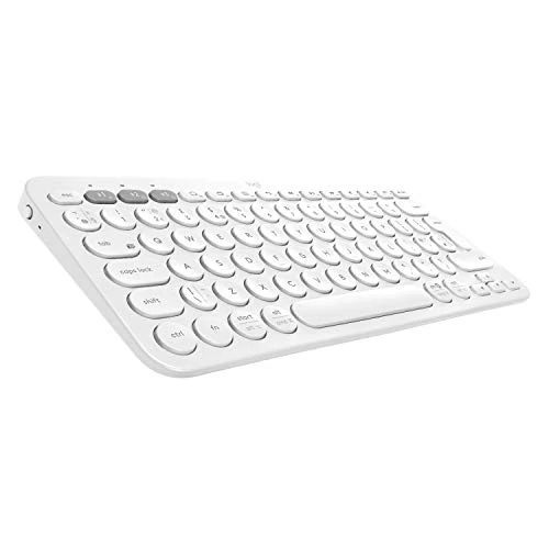 Logitech K380 Multi-Device Bluetooth Wireless Keyboard with Easy-Switch for up to 3 Devices, Slim, 2 Year Battery, PC, Laptop, Windows, Mac, Chrome OS, iPad OS, Apple TV, QWERTY English Layout - White