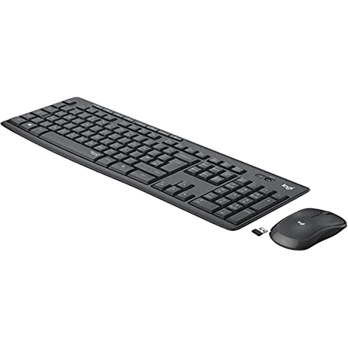 Logitech MK295 Kit Mouse e Tastiera Wireless, Layout Spagnolo QWERTY, Grigio