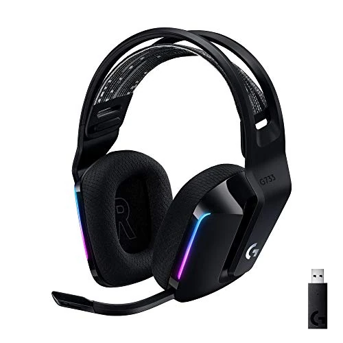 Logitech G733 LIGHTSPEED Wireless Gaming Headset met verende hoofdband, LIGHTSYNC RGB, Blue VO!CE-microfoontechnologie en PRO-G-audiodrivers - Zwart