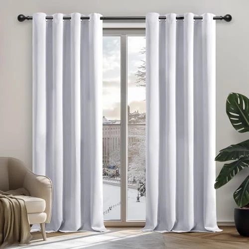 Offerta a tempo: Deconovo Tende Oscuranti per Interni 2 Pezzi 210 CM Altezza, Termiche Isolanti, Anti-Rumore, con Anelli, Ideali per Camera da Letto e Soggiorno, 140x210 CM, Grigio Perla - 5% da 45.89 € a 43.60 €