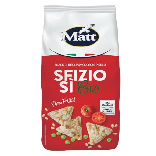 Offerta a tempo: Matt SfizioSì Riso Integrale, Pomodori e Piselli Bio Croccanti Snack Salati Non Fritti - 60 g - 0% da 2.07 € a 2.07 €