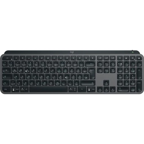 Logitech MX Keys S kabellose Tastatur, Low Profile, Fluid Quiet Typing, Programmable Keys, Backlighting, Bluetooth, USB C Rechargeable, für Windows PC, Linux, Chrome, Mac, Deutsches QWERTZ - Grau
