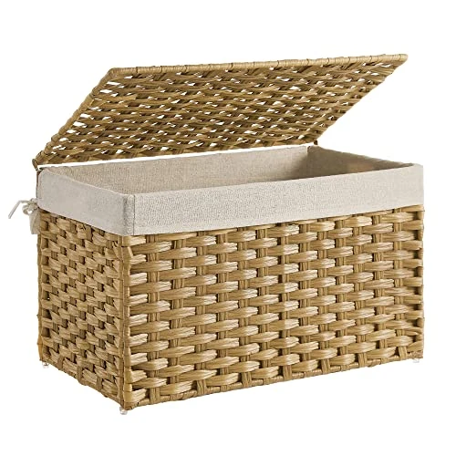 Offre limitée : SONGMICS Panier de Rangement, Corbeille Linge Sale 65L avec Couvercle, Pliable, Sac en Tissu Amovibles et Poignées, pour Couvertures, Vêtements, Salon, Chambre, Buanderie, Couleur Boisée RST56NL de 45.99 € à 37.46 € (18.55% de remise)