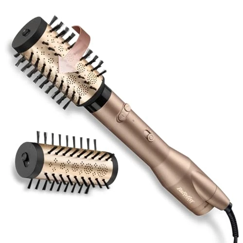 Offerta a tempo: BaByliss Big Hair Dual Spazzola ad aria rotante, funzione ionica, 2 accessori spazzole da 50mm e 40mm, 2 direzioni di rotazione, 2 temperature + aria fredda, nero e oro, AS952E - 31% da 69.90 € a 48.35 €