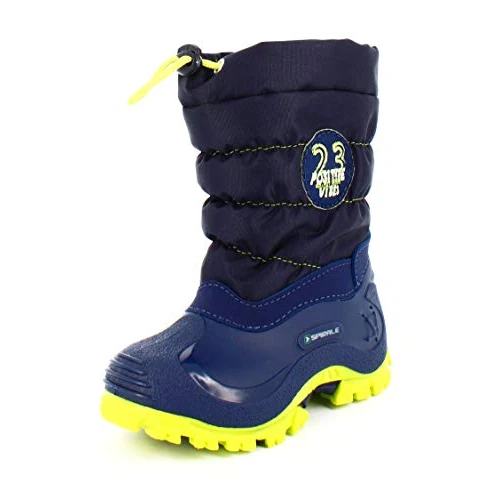 Spirale Unisex, Kinder Eric Schneestiefel, Bootsportschuhe, Wasserabweisendes, 300 - Denier - Nylon, Blau-Lime, 26 EU