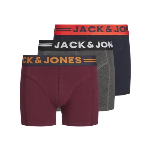 Offerta a tempo: Jack & Jones Boy Boy Boys Logo - Confezione da 3 Boxer, Grigio Scuro mélange, 176 cm - 51% da 24.99 € a 12.34 €
