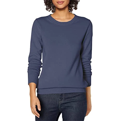 Limited-time offer: Amazon Essentials Women's 100% Cotton Crewneck Jumper (Available in Plus Size), Navy, XL from 14.20 £ to 14.20 £ (save 0.00%)