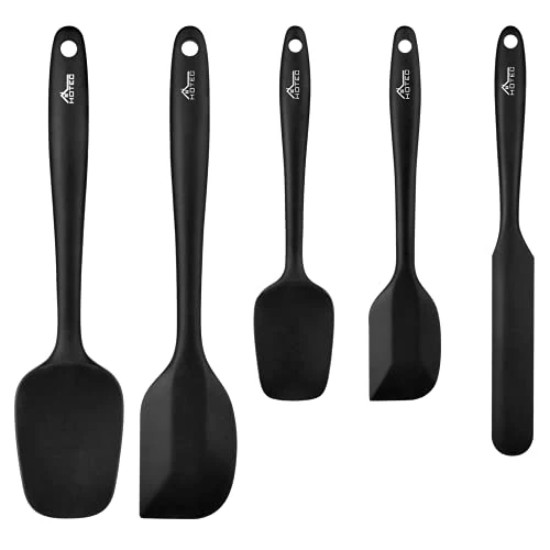 Offerta a tempo: Hotec Spatole in Silicone, da Cucina Utensili, Cucchiaio per Dolci,per Cottura e Miscelazione, Resistenti al Calore,Padella Antiaderente, 5 Pezzi,Nero - 0.00% da 16.99 € a 16.99 €