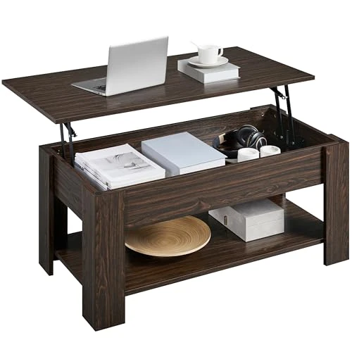 Offerta a tempo: Yaheetech Tavolino da Caffè sollevabile 98 x 50 x 42-56 cm Marrone - 18% da 76.00 € a 62.08 €