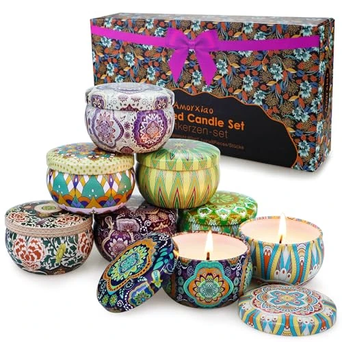 Velas Perfumadas Juego de 8 Piezas Vela Aromática Regalo de Velas de Aromaterapia Cera de Soja Natural Vela de Viaje Adecuado para Yoga Baño Dormitorio