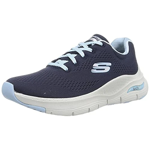 Skechers ARCH FIT BIG APPEAL dames Sneaker Low-Top Trainers, Navy Knit Mesh Lt Blue Trim, 35.5 EU