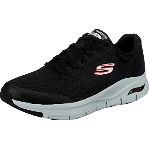 Offerta a tempo: Skechers Arch Fit, Scarpe da Ginnastica Uomo, Black Textile Synthetic Red Trim, 45.5 EU - 46% da 99.95 € a 53.95 €