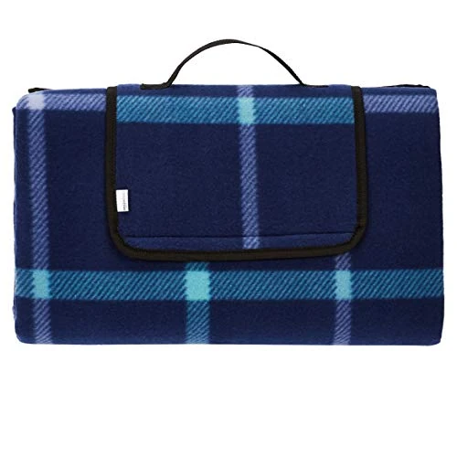 Offerta a tempo: Amazon Basics Coperta da picnic con retro impermeabile, Ufficio, 200 x 200 cm, Studio, Plaid blu scuro - 5% da 24.69 € a 23.46 €