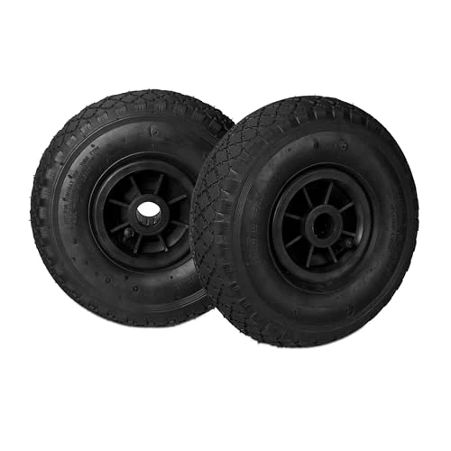 Offre limitée : Relaxdays Roue de brouette caoutchouc 80 kg, roue de rechange, 260 x 85 cm essieu 3.00-4 chariot diable, noir de 32.99 € à 32.99 € (0.00% de remise)