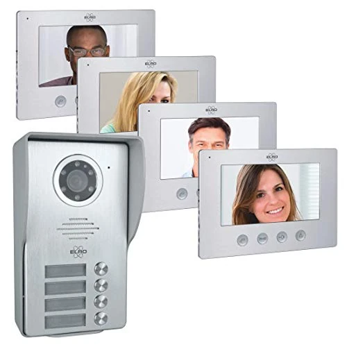 Tijdelijke aanbieding: ELRO DV477W4 Video Deur Intercom - 4 Appartementen - Met 4x 7 inch kleurenscherm - Camera met nachtzicht - 4-draads kabel - 16 beltonen van 500.00 EUR naar 290.00 EUR (korting 42%)