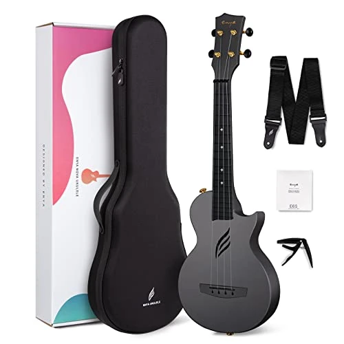 Oferta ograniczona: Enya Ukulele koncertowe Nova U 53 cm z włókna węglowego, dla początkujących i zaawansowanych użytkowników, z torbą i paskiem Capo wodoszczelne (czarne) z 429.00 EUR na 429.00 EUR (znizka 0%)