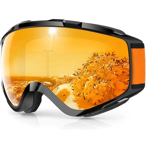 Tijdelijke aanbieding: Findway Skibril,Skibrillen Dames Heren Volwassenen voor Brildragers OTG,UV Bescherming Anti Mist Ski Goggles Bolvormige Spiegel van 45.00 EUR naar 45.00 EUR (korting 0%)