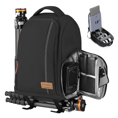 Zeitlich begrenztes Angebot: TARION Kamerarucksack Spiegelreflex Fotorucksack Wasserdicht Leicht und Kompakt Klein DSLR Rucksack mit 15 Zoll Laptopfach und Regenhaube(Schwarz) von 46.99 € auf 46.99 € (0.00% Rabatt)