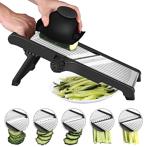 Offerta a tempo: Affettatrice Mandolina per Verdure Professionale - Affetta Verdure con Guanti di Sicurezza, Regolabile in Acciaio Inox, Fare Fette Spesse da 1 a 9 mm, Taglia Verdure Manuale - 12% da 43.47 € a 38.41 €