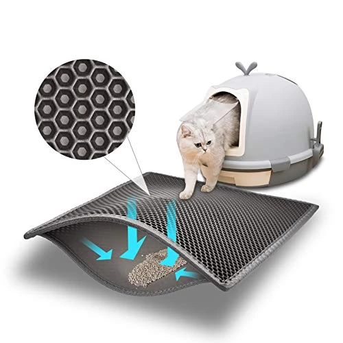 Offre limitée : Pieviev Tapis Litière Chat, Sortie Bac Double Couche Alvéolée, 61x38cm Gris | grille ramasse & retient le sable, anti-dispersion et anti-urine EVA, capture débris sous les pattes, pour le bac à chat de 19.99 € à 19.99 € (0.00% de remise)