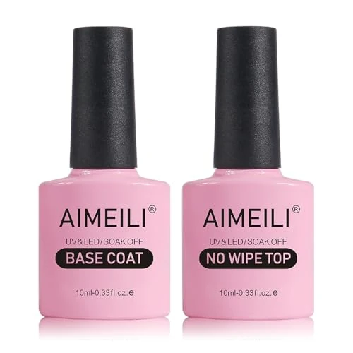 Limited offer: AIMEILI No Wipe Top Coat and Base Coat Set 2x10ml Soak Off UV LED Gel Nail Polish Varnish Long Lasting Manicure Gel Polish from 8.07 EUR to 8.07 EUR (save 0%)