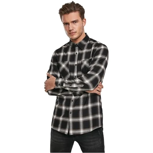 Urban Classics Men's Hemd Checked Flanell Shirt 6 Casual Shirt Not Applicable, Multicolour (Black/White 00826), Medium