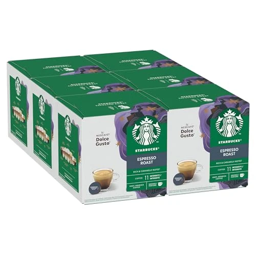 Offre limitée : STARBUCKS Espresso Roast by Nescafé Dolce Gusto, Torréfaction Brune, Capsules de Café 6 x 12 (72 Capsules) de 31.74 EUR à 24.99 EUR (remise 21%)