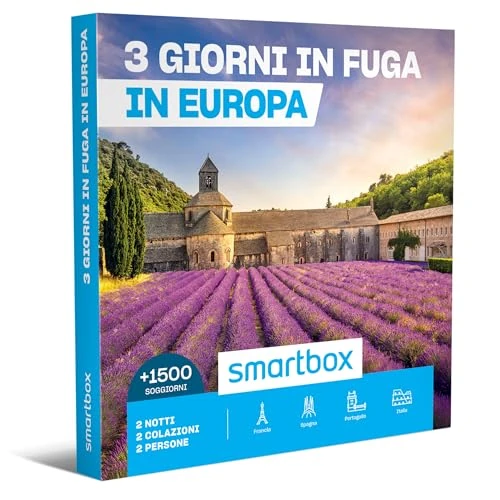 Offerta a tempo: Smartbox - Cofanetto regalo 3 giorni in fuga in Europa - Idea regalo per la coppia - Due notti con colazione per 2 persone - 0.00% da 129.90 € a 129.90 €