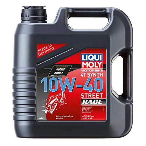 LIQUI MOLY Motorbike 4T Synth 10W-40 Street Race, 4 L, Huile de moto à 4 coups, SKU: 20754, Noir