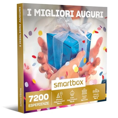 Offerta a tempo: Smartbox - I Migliori Auguri - Cofanetto Regalo Coppia, Degustazioni o Momenti di Benessere o Attività Sportive per 1 o 2 Persone, Idee Regalo Originale - 10% da 29.90 € a 26.99 €