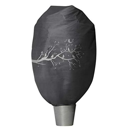 Windhager Housse de Protection Hiver XXL 1,4 x 2 m, Voile Anti-Gel pour Plantes, arbustes et Fleurs, décor Anthracite Motifs Branches et Oiseaux, résistant aux intempéries, 07399