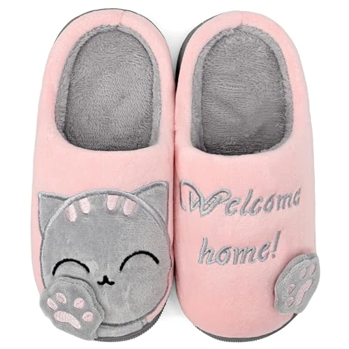 Offre limitée : ChayChax Mignon Dessin Animé Chaussons Maison Mixte Enfant Hommes Femmes Hiver Peluche Douce Pantoufle d'intérieur Confort Chaud Coton Chaussures Maison,Rose Gris,25/26 EU=Fabricant 28/29(200) de 18.99 € à 18.99 € (0.00% de remise)