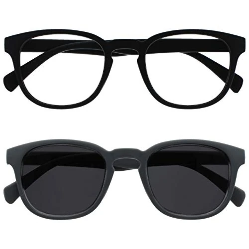 Offerta a tempo: OPULIZE Pop Pacco Doppio Occhiali Da Lettura Lettori Sole Retrò Giro Nero Grigio Uomo Donna Cerniere Molla RS2-17 +2,50 - 0% da 6.52 € a 6.52 €