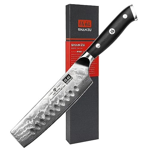 Tijdelijke aanbieding: SHAN ZU koksmes keukenmes professioneel chefmes 16,4 cm universeel mes Damascus roestvrij staal extra scherp lemmet met ergonomische greep prachtige geschenkverpakking van 68.50 EUR naar 64.39 EUR (korting 6%)