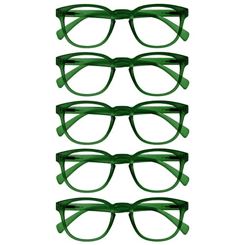 Limited-time offer: OPULIZE POP Reading Glasses for Women Men,Scratch Resistant Round Matt Frame with Spring Hinges, Green +1.50 (Pack of 5) from 14.99 £ to 14.02 £ (save 6%)
