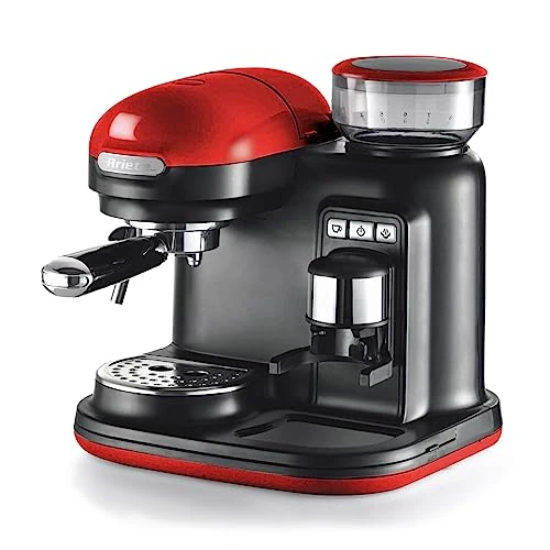 Offerta a tempo: Ariete 1318 Macchina da Caffè con Macinacaffè - 1 filtro - Montalatte - 15 bar - 1080 Watt - 0,8 Litri - Linea Moderna - Rosso - 33% da 200.00 € a 134.12 €