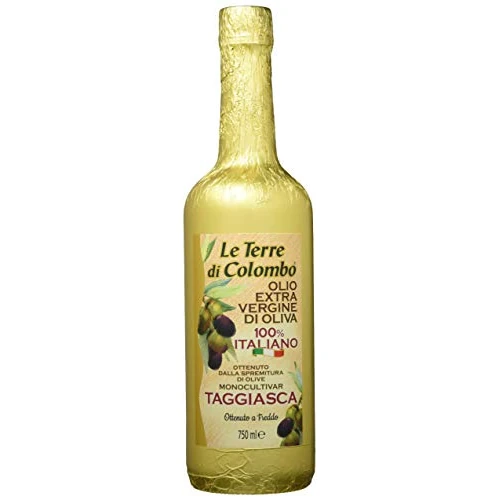 Le Terre di Colombo – Taggiasca Extra Virgin Olive Oil - Gold-Wrapped Bottle - 0.75 L