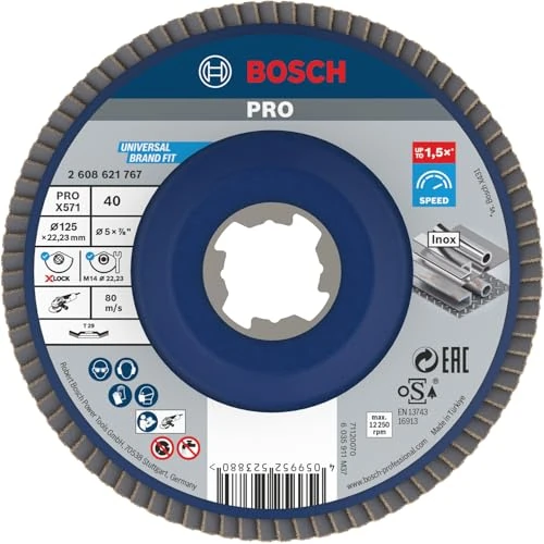 Zeitlich begrenztes Angebot: Bosch Professional 1x Fächerschleifscheibe X571 Best for Metal X-LOCK (für Metall, Ø 125 mm, P 40, gewinkelte Ausführung, Zubehör Winkelschleifer) von 2.52 € auf 2.52 € (0.00% Rabatt)
