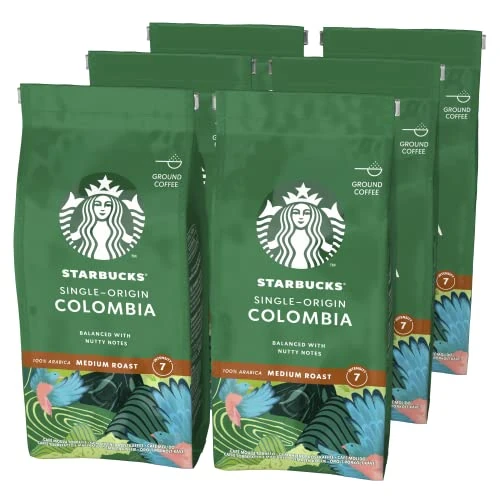 STARBUCKS Single-Origin Colombia Café Molido De Tostado Medio, 200g (Paquete de 6)