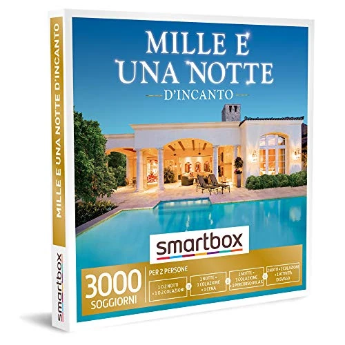 Offerta a tempo: Smartbox - Mille e Una Notte d'Incanto Cofanetto Regalo Idea Originale per Coppia, 1 o 2 Notti con Colazione o 1 Notte con Colazione e Cena o percorso Relax per 2 Persone - 20% da 129.90 € a 103.92 €